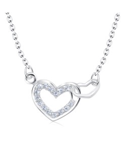 Lovely Intertwined Hearts Silver Necklace SPE-2103